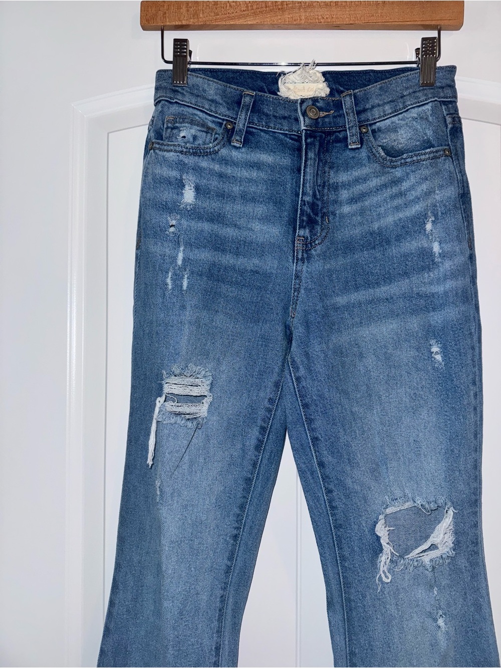 Altar'd State Distressed Medium Wash Flare Jeans - Blue - Picture 4 of 11